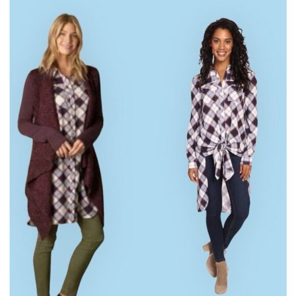 Prana Women’s Blue White Buffalo Plaid Tunic Dress Flint Maxi Shirt Small 2 4 - Picture 1 of 12